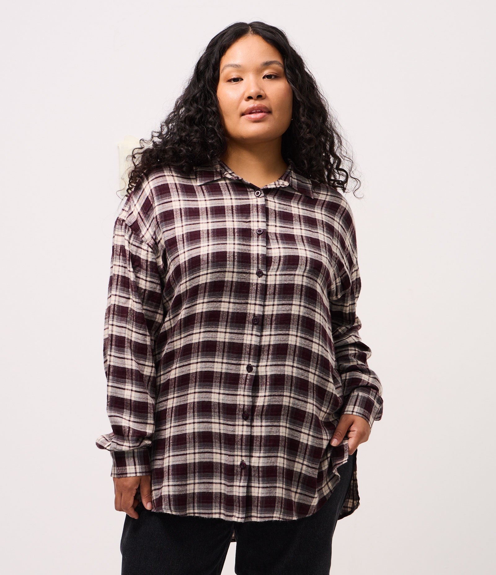 Camisa Xadrez Fio Tinto Manga Longa Curve & Plus Size Marrom 1