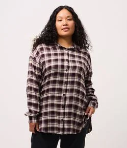 Camisa Xadrez Fio Tinto Manga Longa Curve & Plus Size