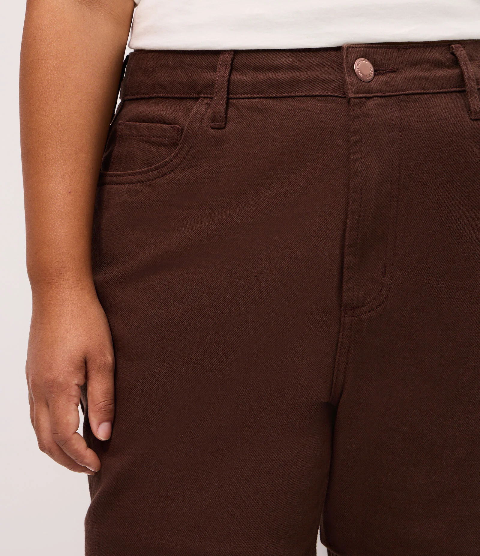 Calça  Wide Leg em Sarja com Elástico Interno Curve & Plus Size Marrom 3