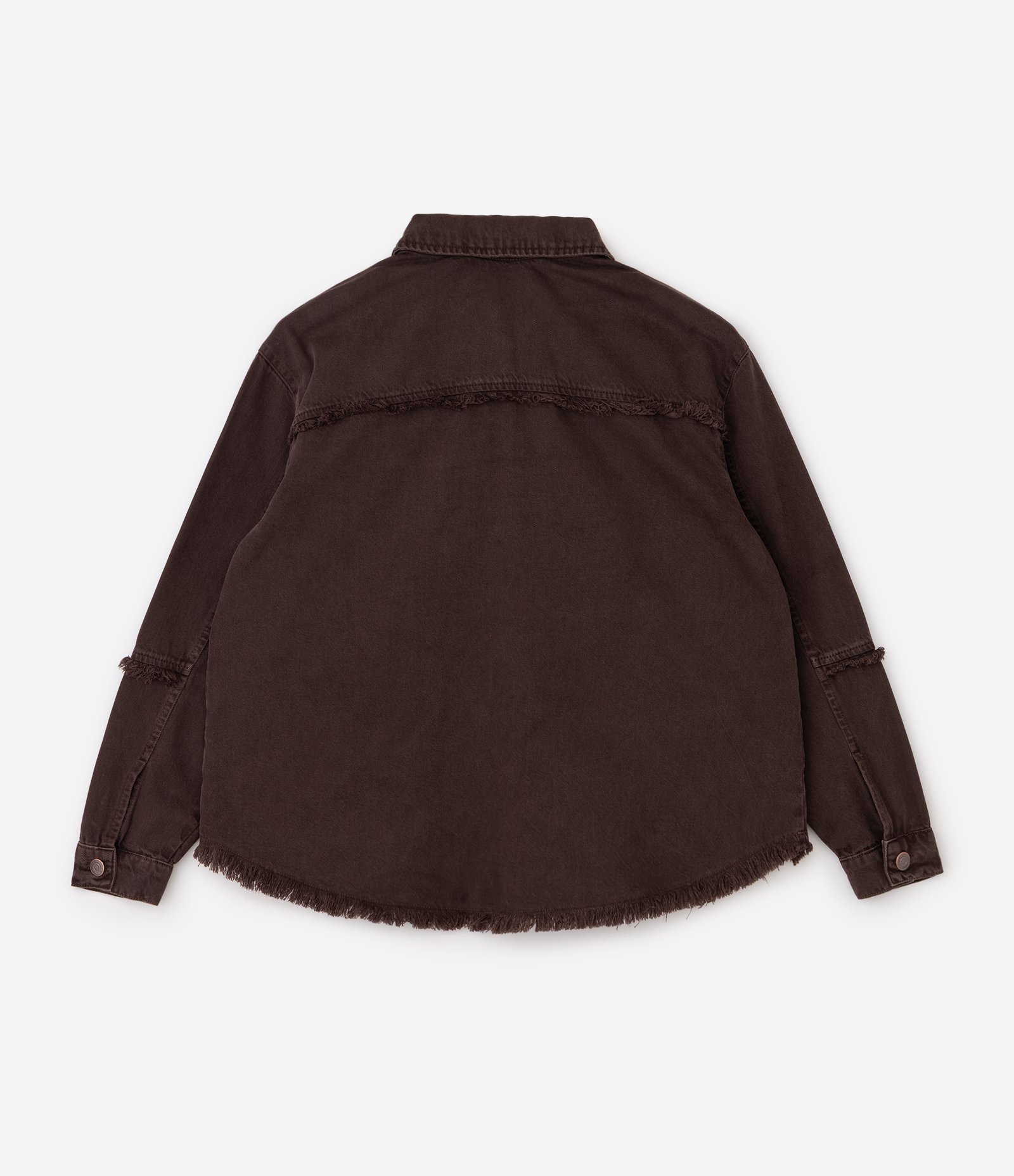 Camisa Overshirt em Sarja com Franjas e Brilhos Curve & Plus Size Marrom 2