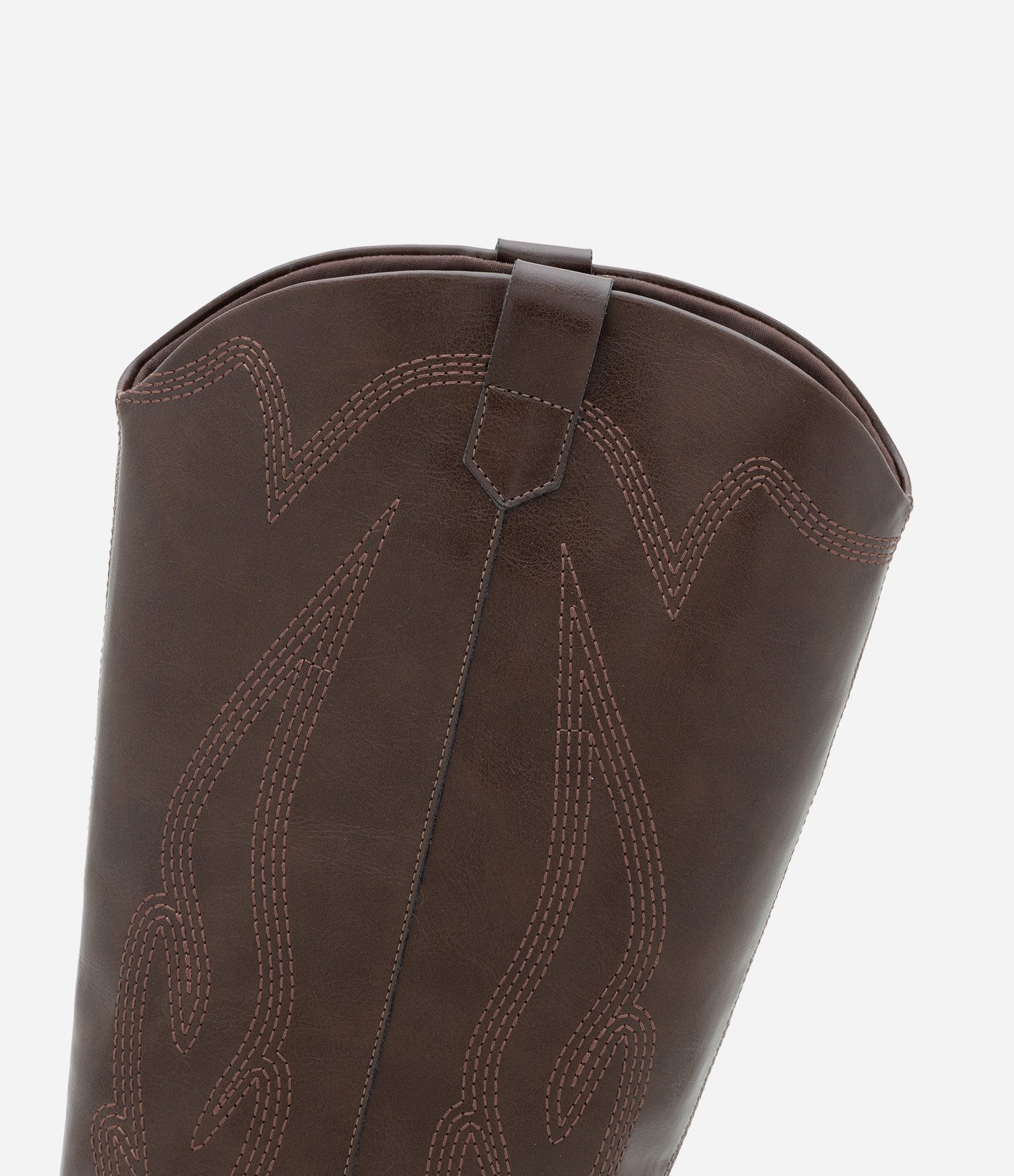 Bota Western Cano Longo em PU com Bordados Marrom 4