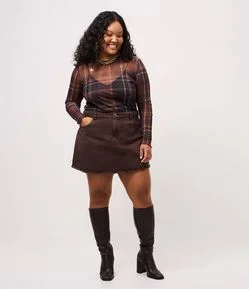 Short Saia em Sarja com Barra a Fio Curve & Plus Size