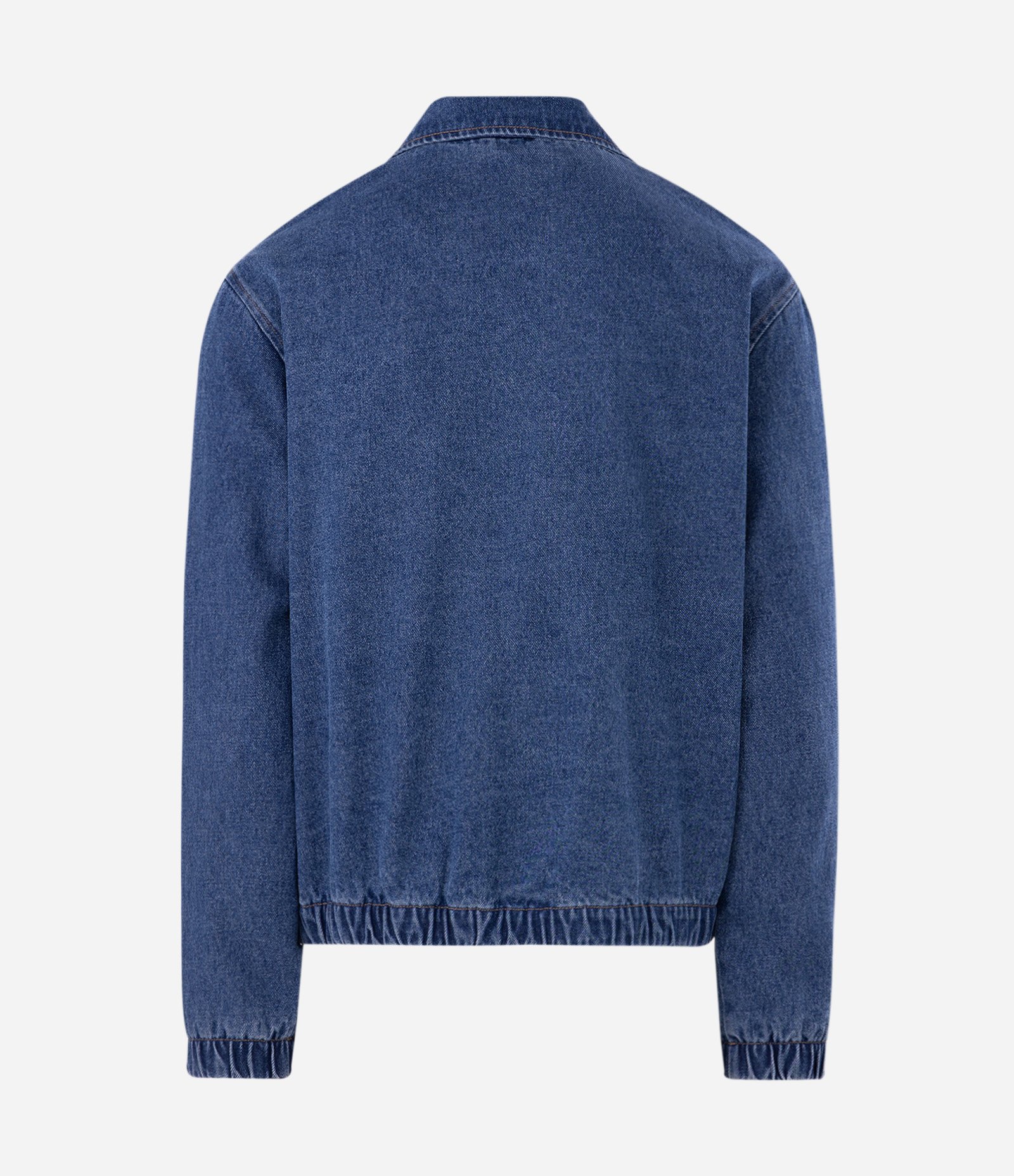 Jaqueta Jeans Bomber com Zíper Azul 6