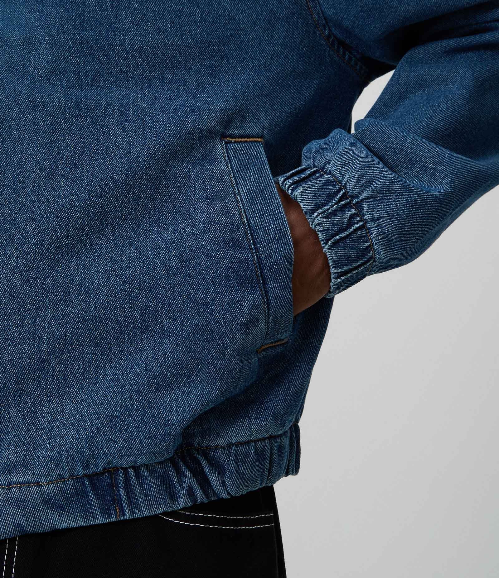 Jaqueta Jeans Bomber com Zíper Azul 4