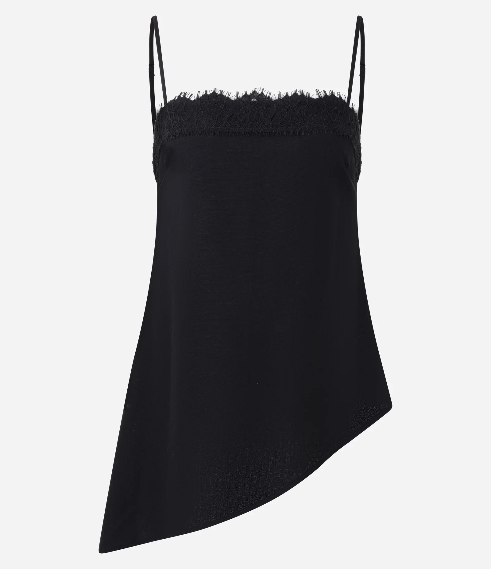 Blusa Assimétrica em Viscolinho com Renda no Busto Preto 5