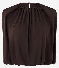 Blusa Balonê em Microfibra com Ombreira