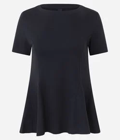 Blusa Manga Curta com Barra Ampla