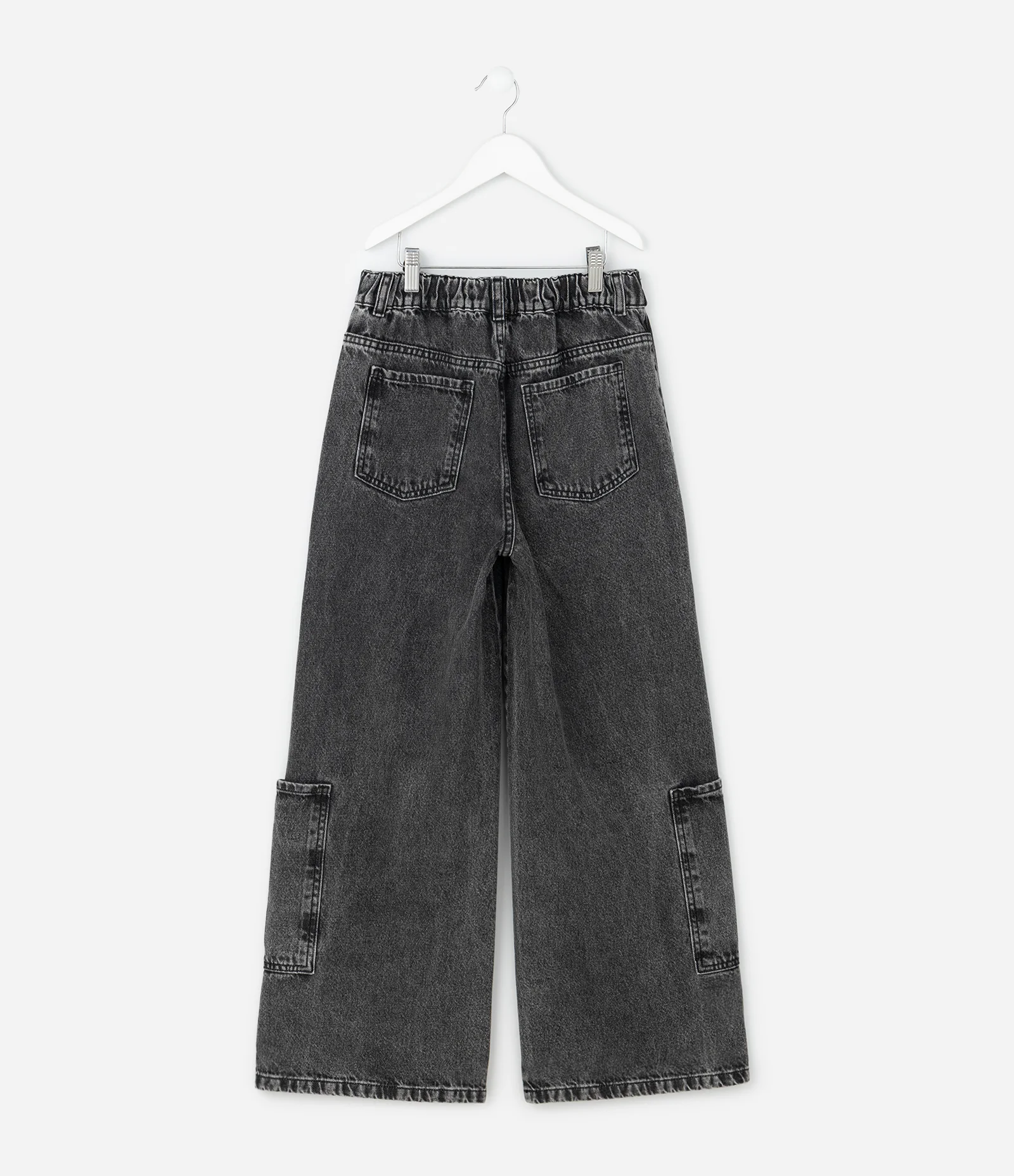 Calça Wide Leg Infantil em Jeans com Cinto e Fivela - Tam 5 a 16 Anos Preto 2
