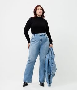 Calça Reta em Jeans com Brilho Aplicado Curve & Plus Size