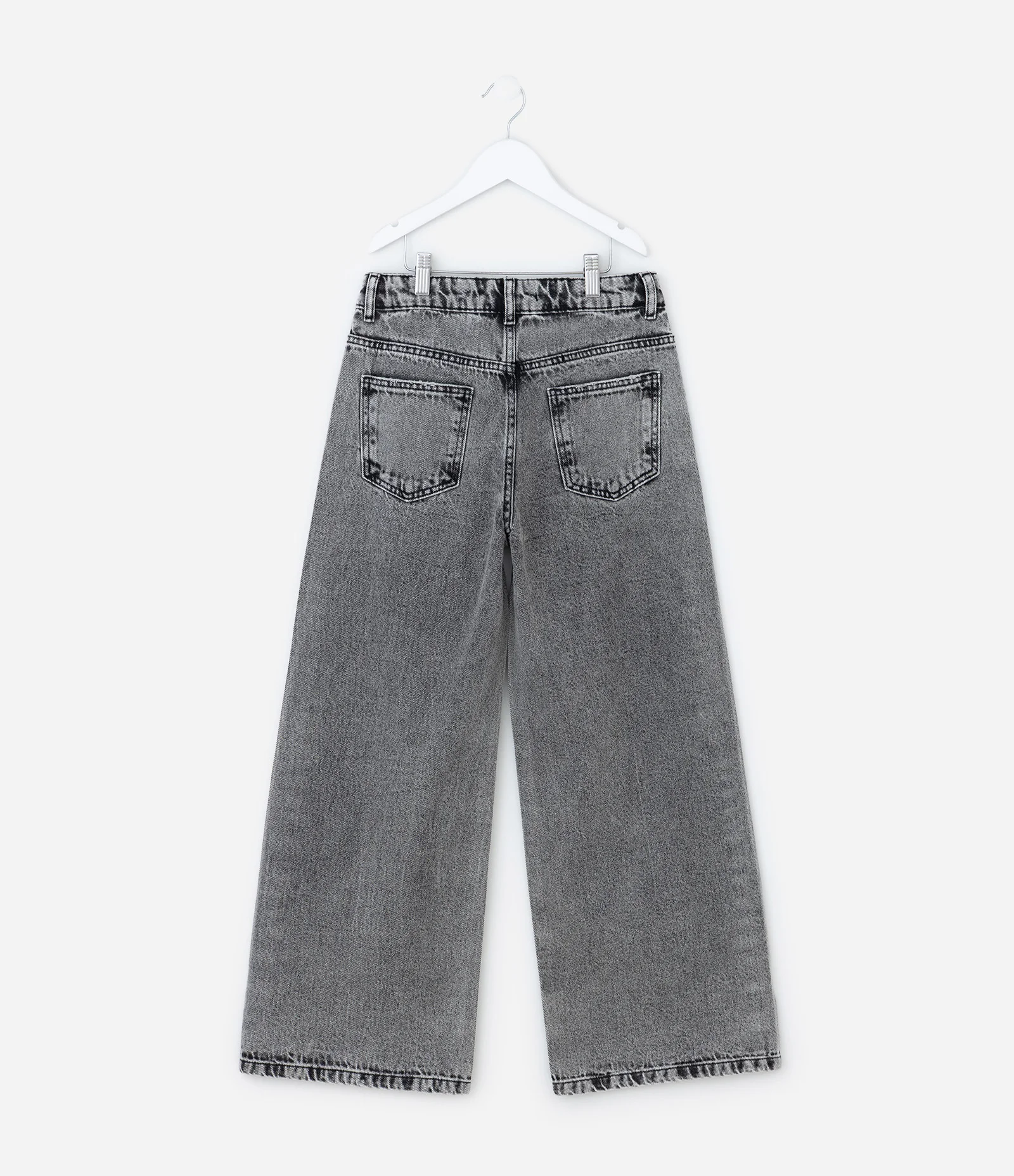Calça Wide Leg Infantil em Jeans com Estrelas de Brilhos - Tam 5 a 14 Anos Preto 2