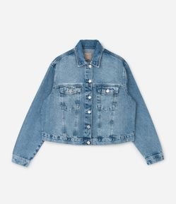 Jaqueta Jeans Cropped com Termocolante Incolor Curve & Plus Size
