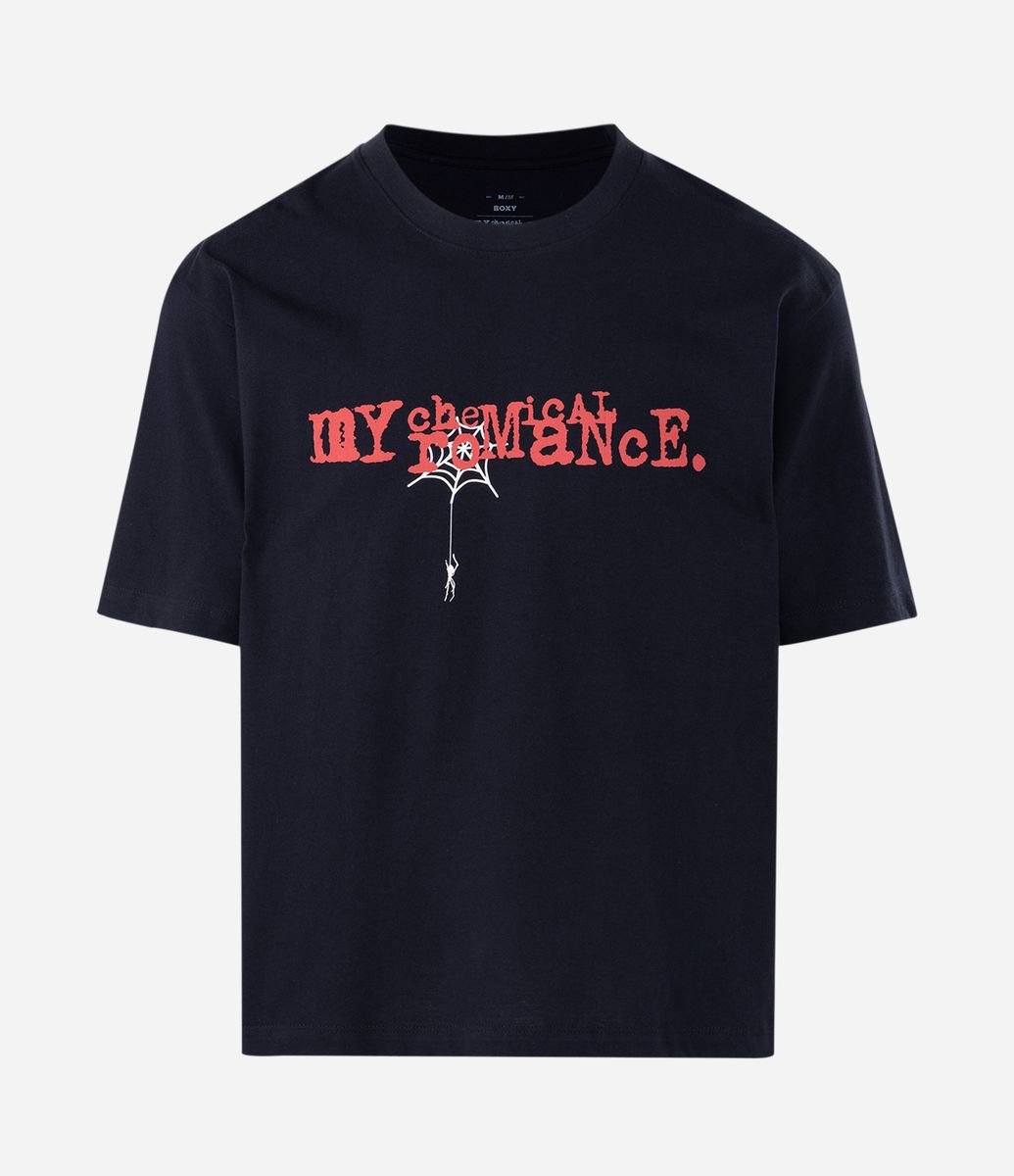 Camiseta Boxy em Algodão com Estampa My Chemical Romance Preto