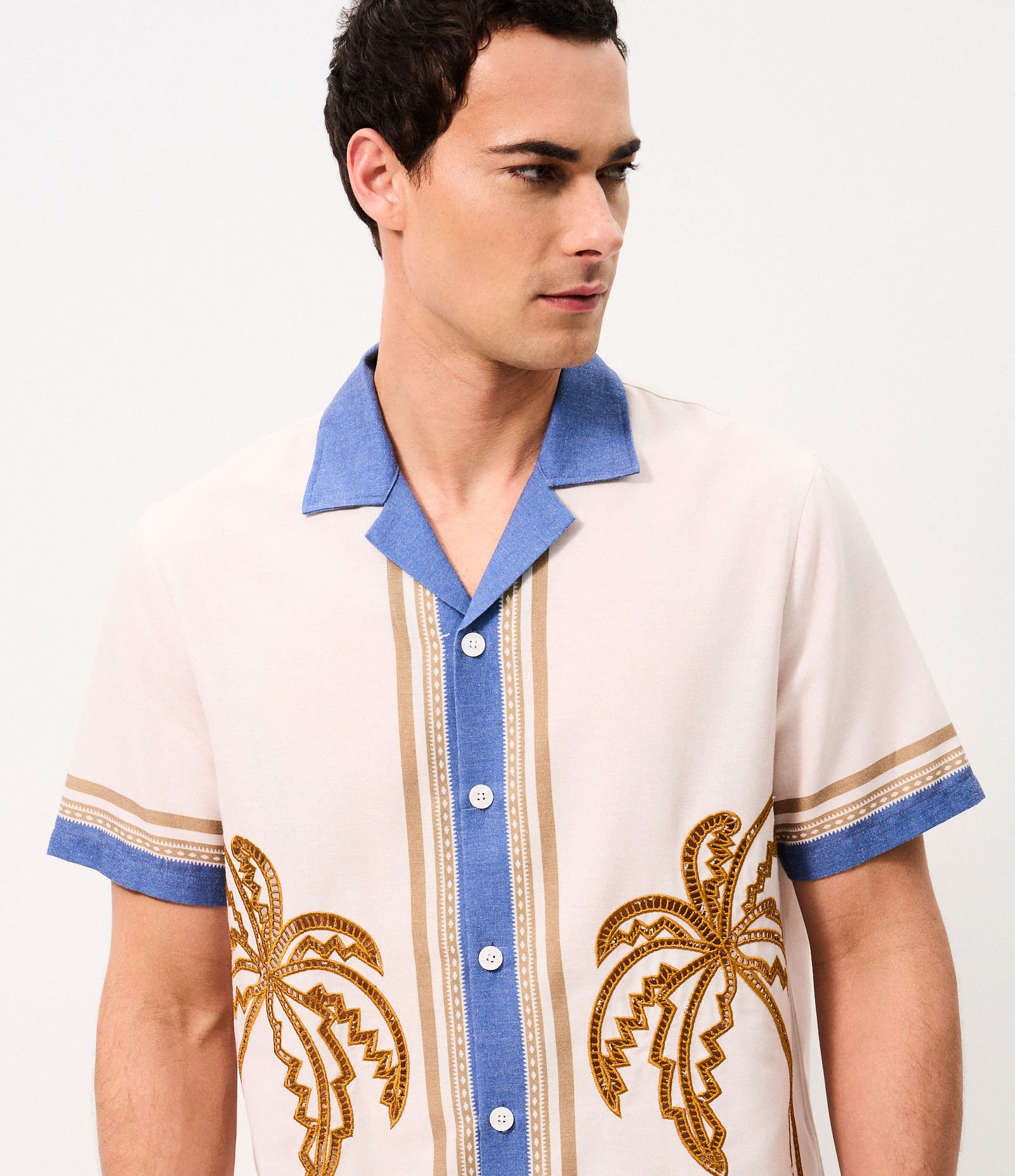 Camisa Boxy Bordado Coqueiro Manga Curta Off White 4