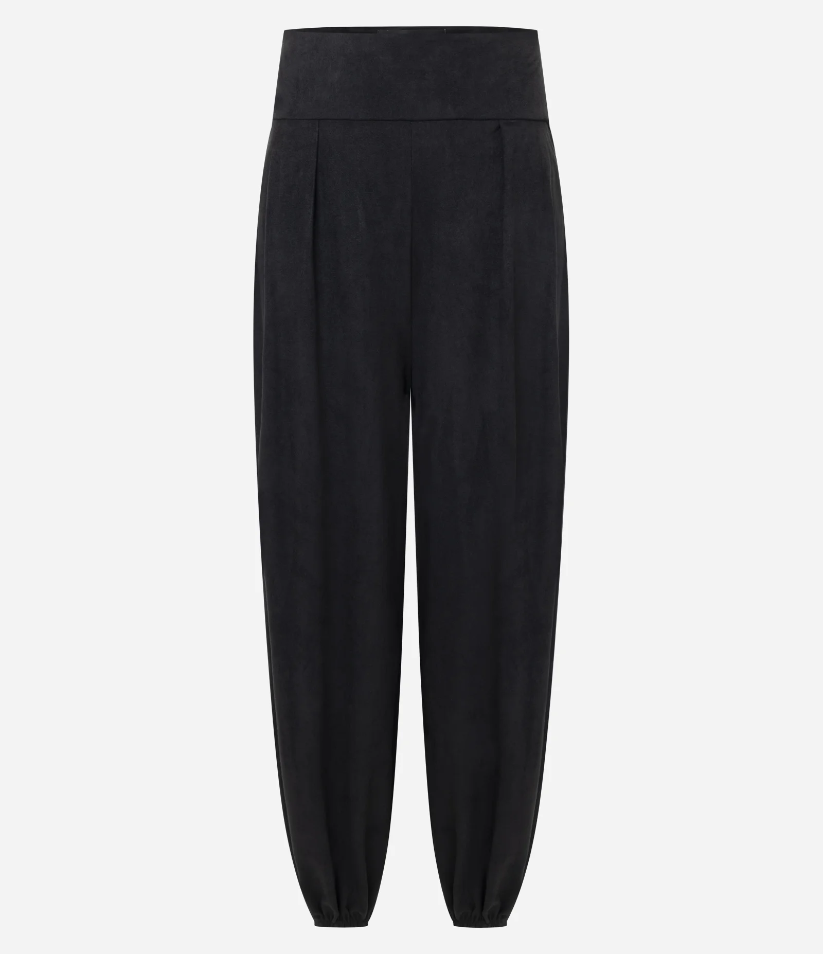 Calça Aladim em Suede com Pala Larga Preto 1