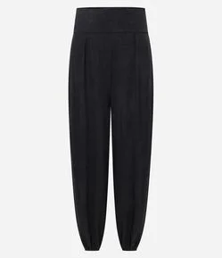 Calça Aladim em Suede com Pala Larga