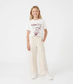 Camiseta Relaxed Infantil com Estampa Garfield Coffee Time – Tam 5 a 16 Anos