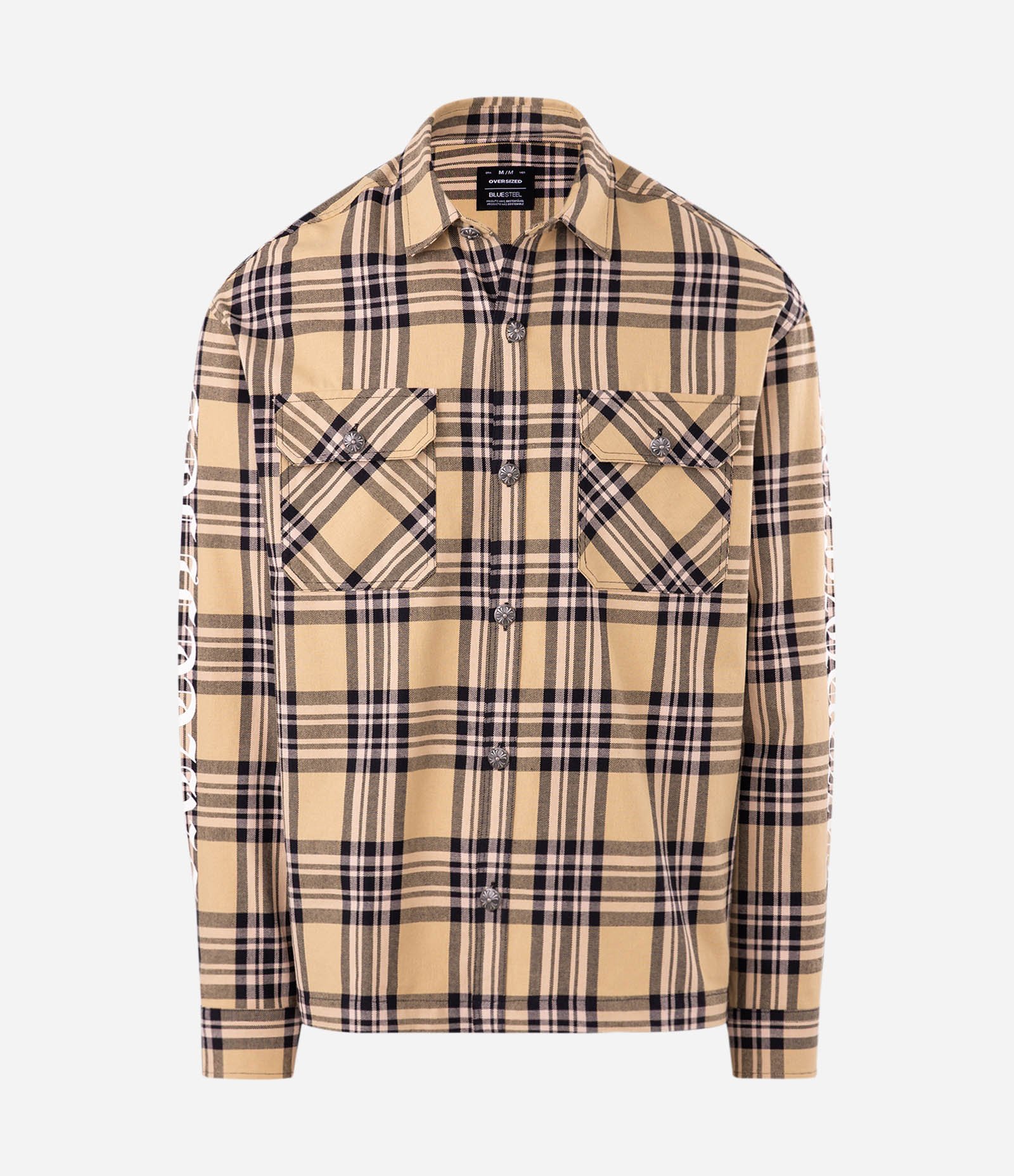 Camisa Oversized Xadrez com Estampa nas Mangas Amarelo 4
