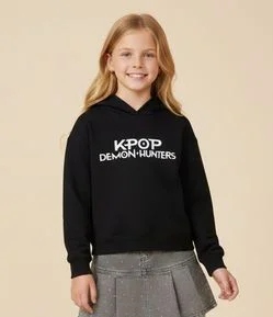 Casaco Infantil Oversized com Capuz e Estampa Huntrix – Tam 7 a 16 Anos