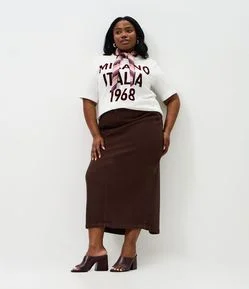 Saia Midi Cotelê com Fenda Curve & Plus Size