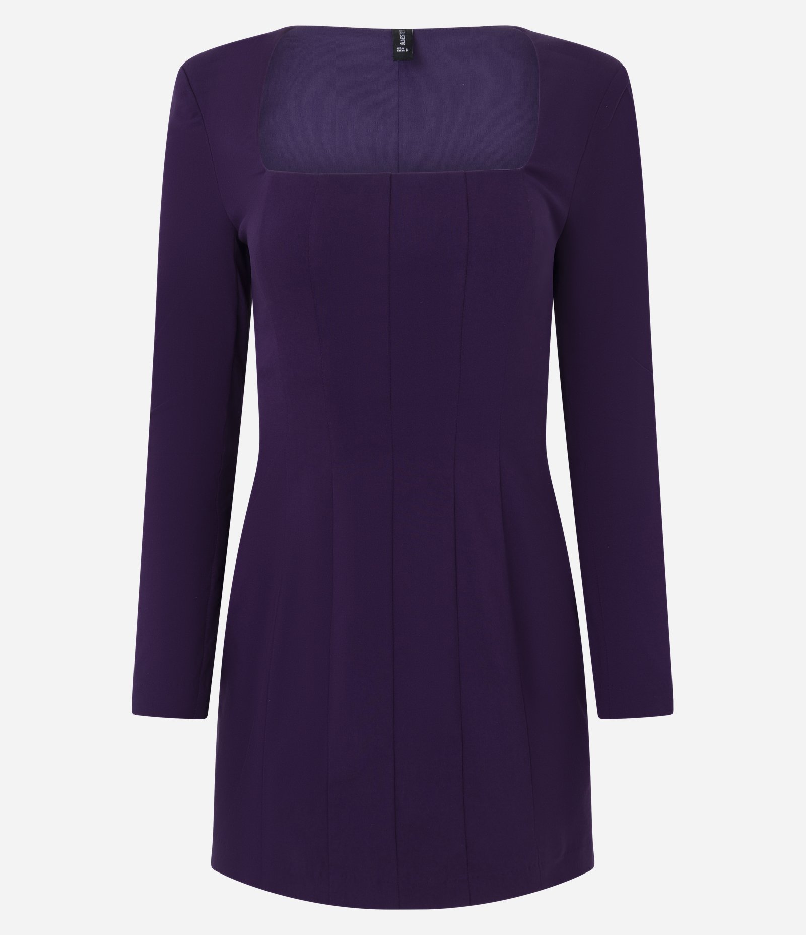 Vestido Curto Manga Longa em Bengaline com Ombreiras Azul Escuro 5