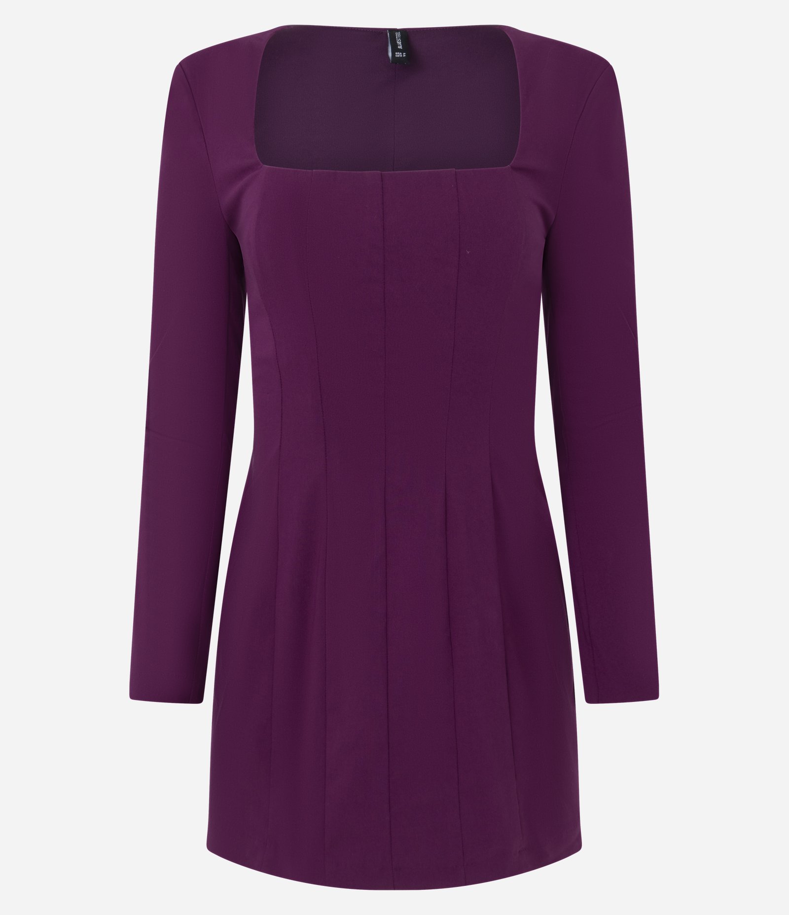 Vestido Curto Manga Longa em Bengaline com Ombreiras Roxo 5