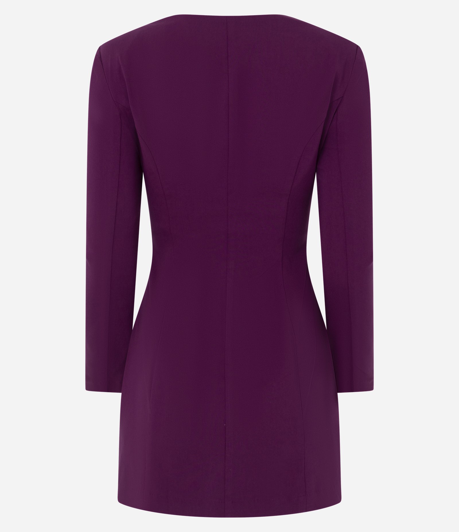 Vestido Curto Manga Longa em Bengaline com Ombreiras Roxo 6
