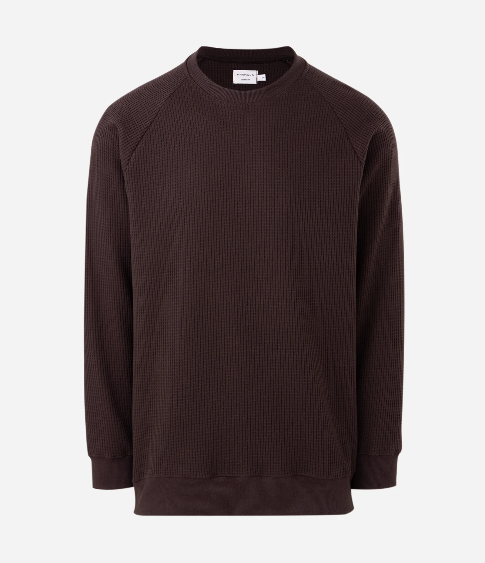 Blusão em Meia Malha com Textura Waffle Marrom 1