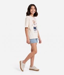 Short Jeans Infantil com Aplicação de Brilhos - Tam 5 a 14 Anos