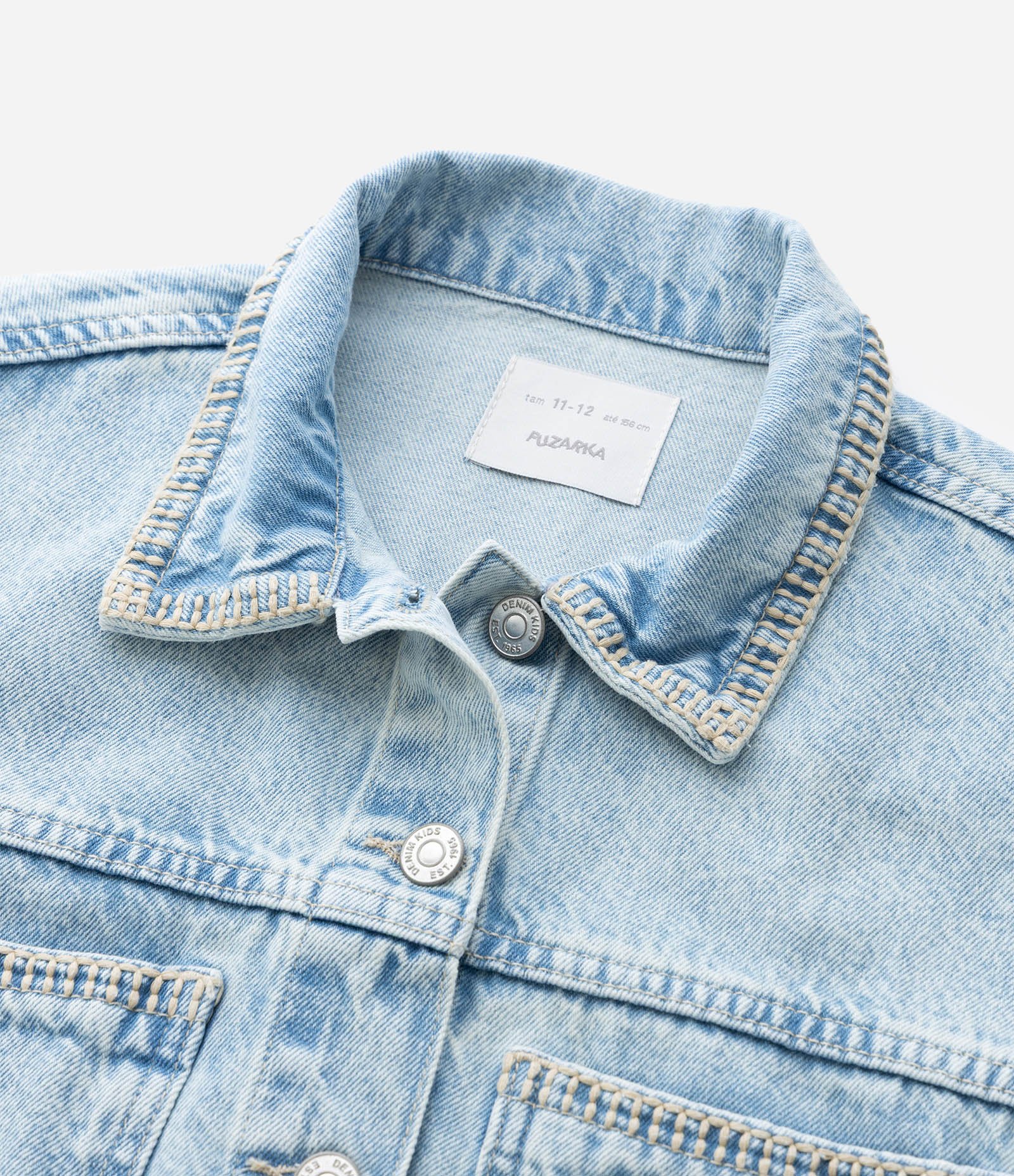 Jaqueta Infantil em Jeans com Bolsos – Tam 7 a 14 Anos Azul Claro 4