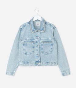 Jaqueta Infantil em Jeans com Bolsos – Tam 7 a 14 Anos