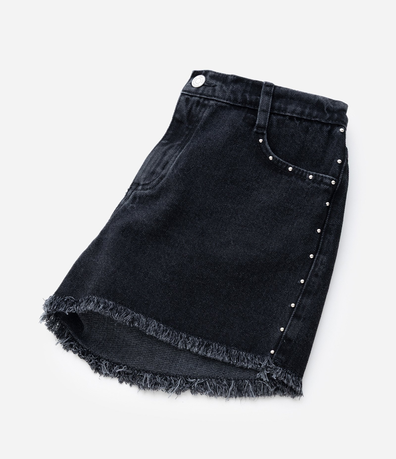 Short Infantil em Jeans com Tachas e Barra Desfiada – Tam 5 a 14 Anos Preto 6