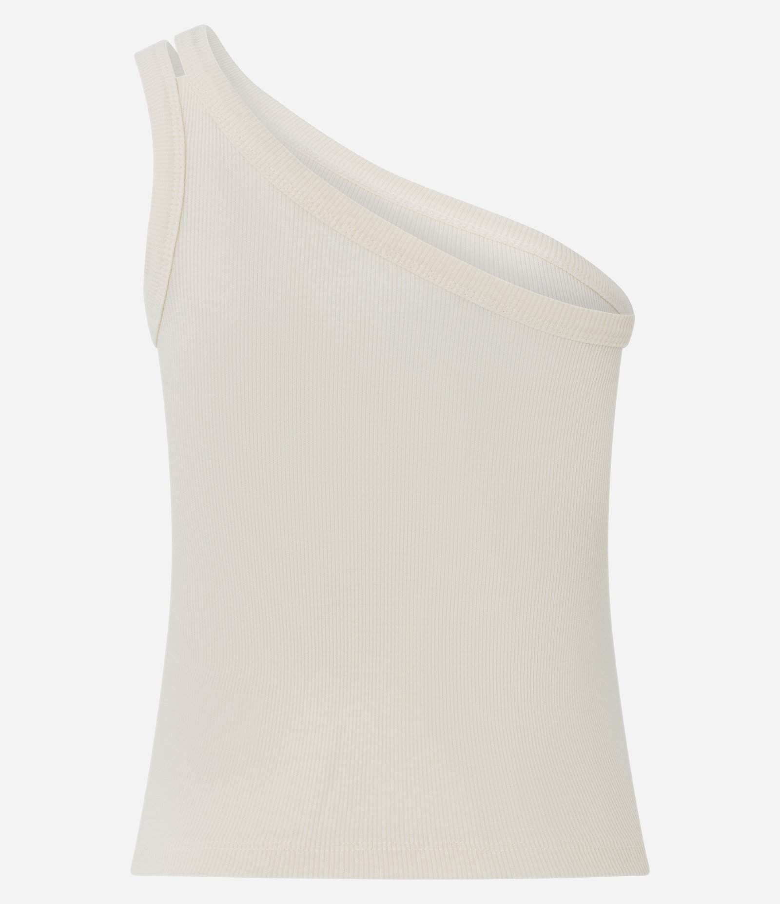 Blusa em Ribana com Um Ombro Só e Alça Dupla Off White 3