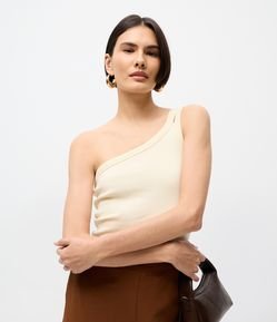 Blusa em Ribana com Um Ombro Só e Alça Dupla