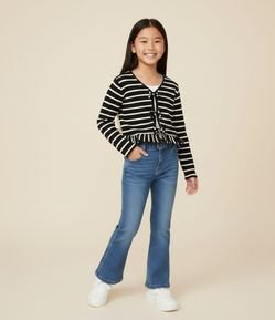 Calça Infantil Jeans Flare com Cinto - Tam 5 a 16 Anos