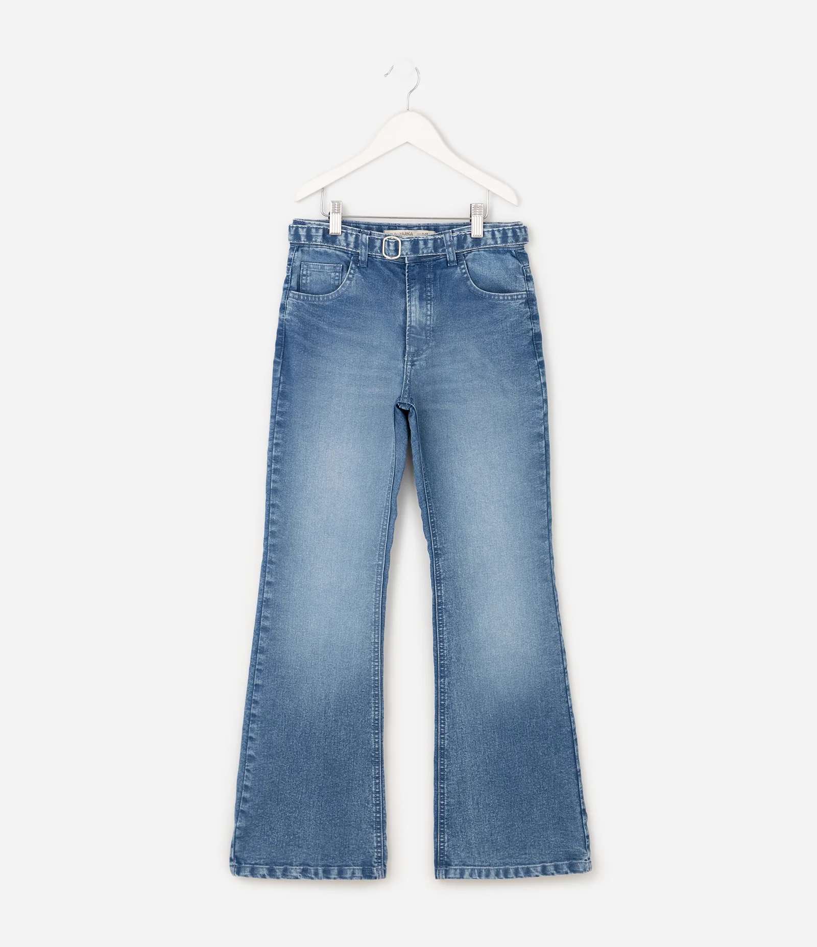 Calça Infantil Jeans Flare com Cinto - Tam 5 a 16 Anos Azul 2