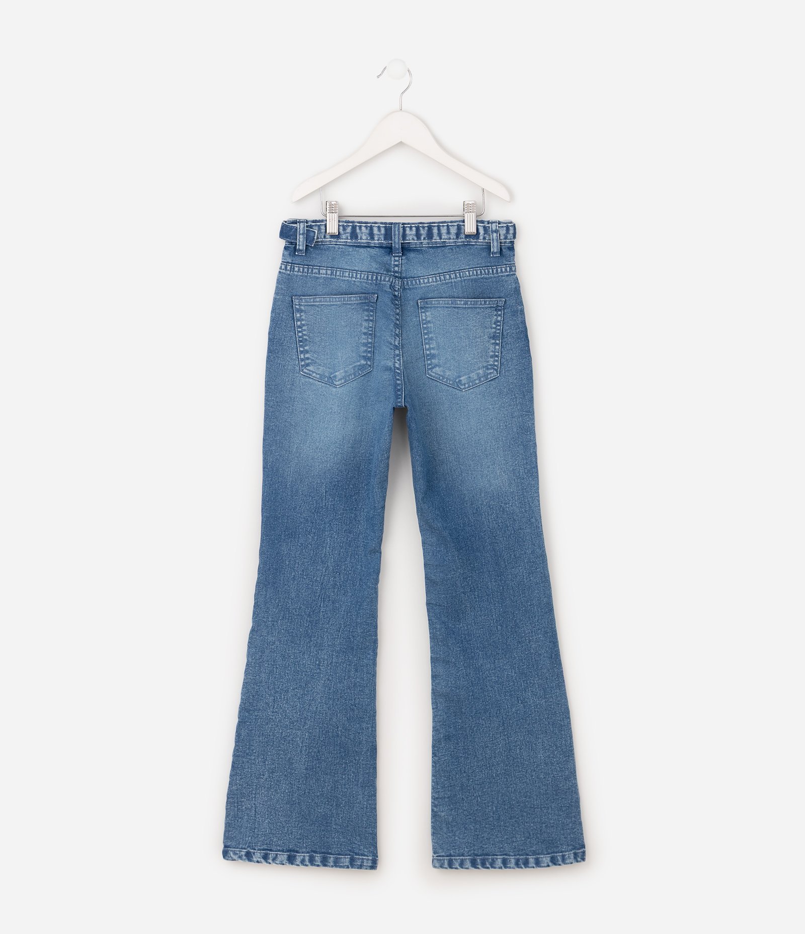 Calça Infantil Jeans Flare com Cinto - Tam 5 a 16 Anos Azul 3