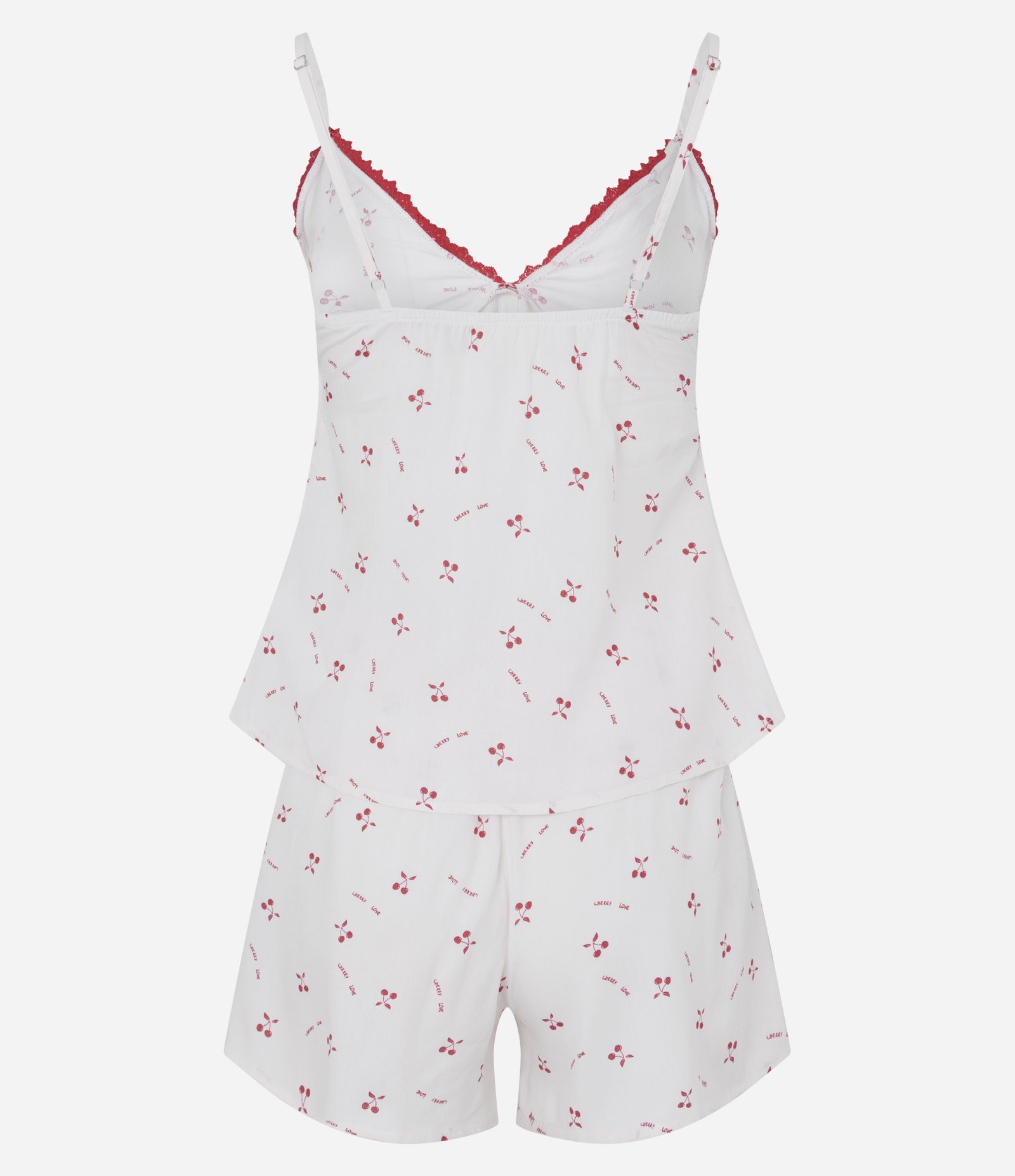 Pijama Curto em Viscose com Estampa de Cerejas Branco/Vermelho 7