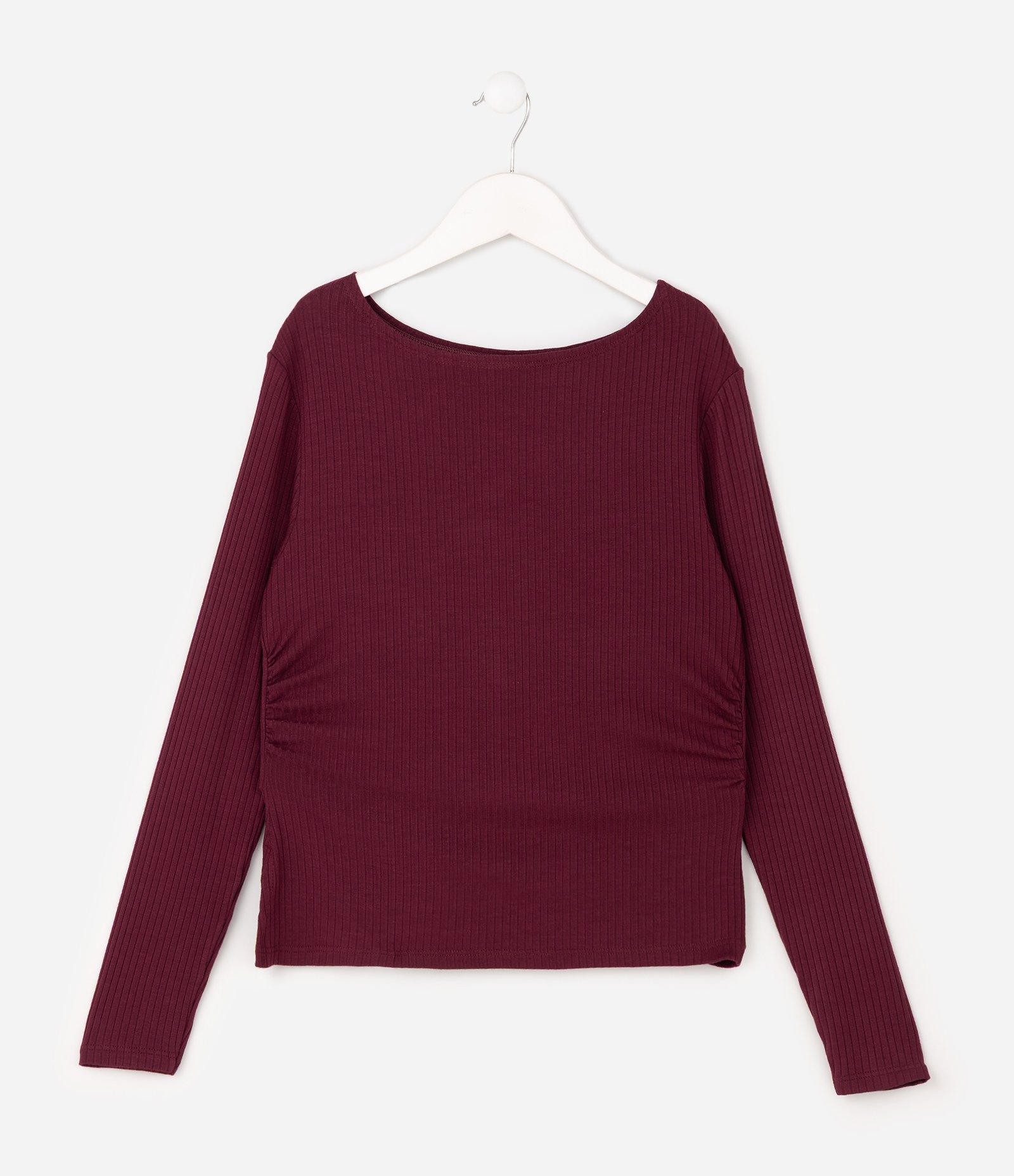 Blusa Infantil em Algodão com Drapeado Lateral - Tam 5 A 16 Anos Bordô 2