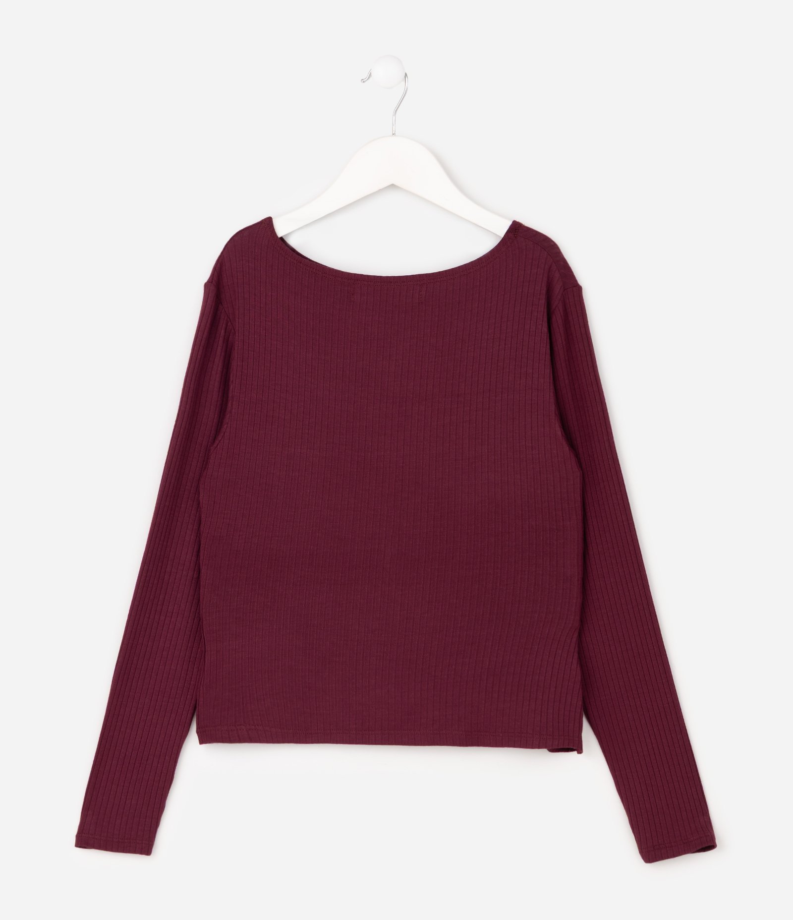 Blusa Infantil em Algodão com Drapeado Lateral - Tam 5 A 16 Anos Bordô 3