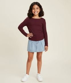 Blusa Infantil em Algodão com Drapeado Lateral - Tam 5 A 16 Anos