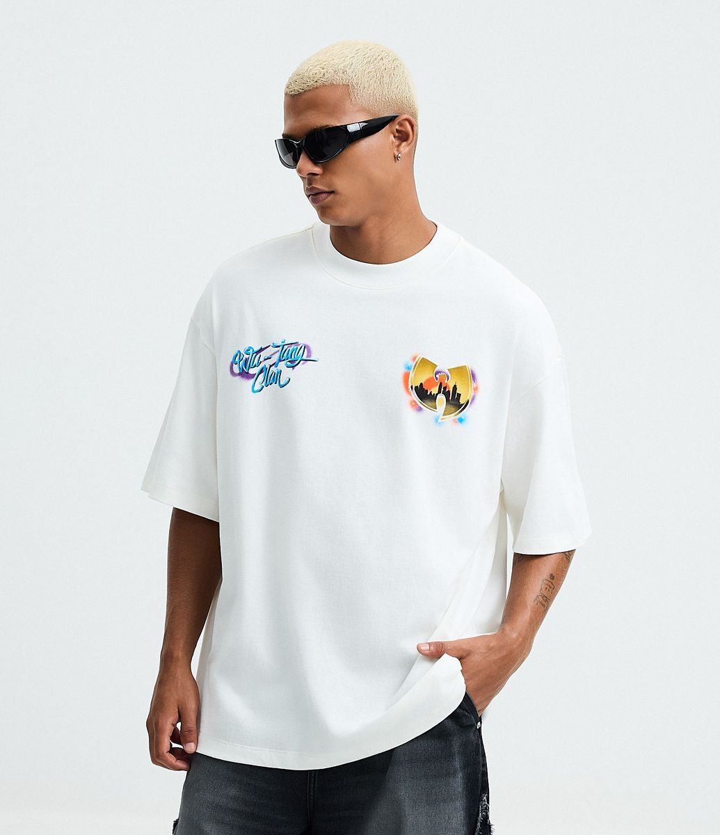Camiseta Oversized em Algodão com Estampa Wu Tang Clan Branco