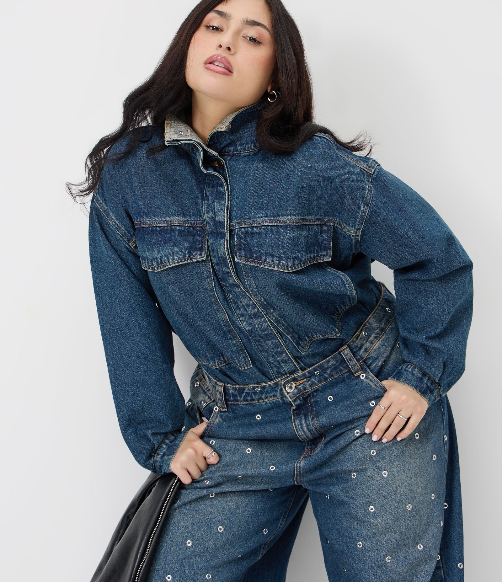 Calça Barrel em Jeans com Ilhoses Curve & Plus Size Azul 3