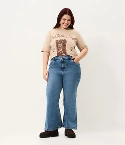 Calça Jeans Cropped Flare Curve & Plus Size