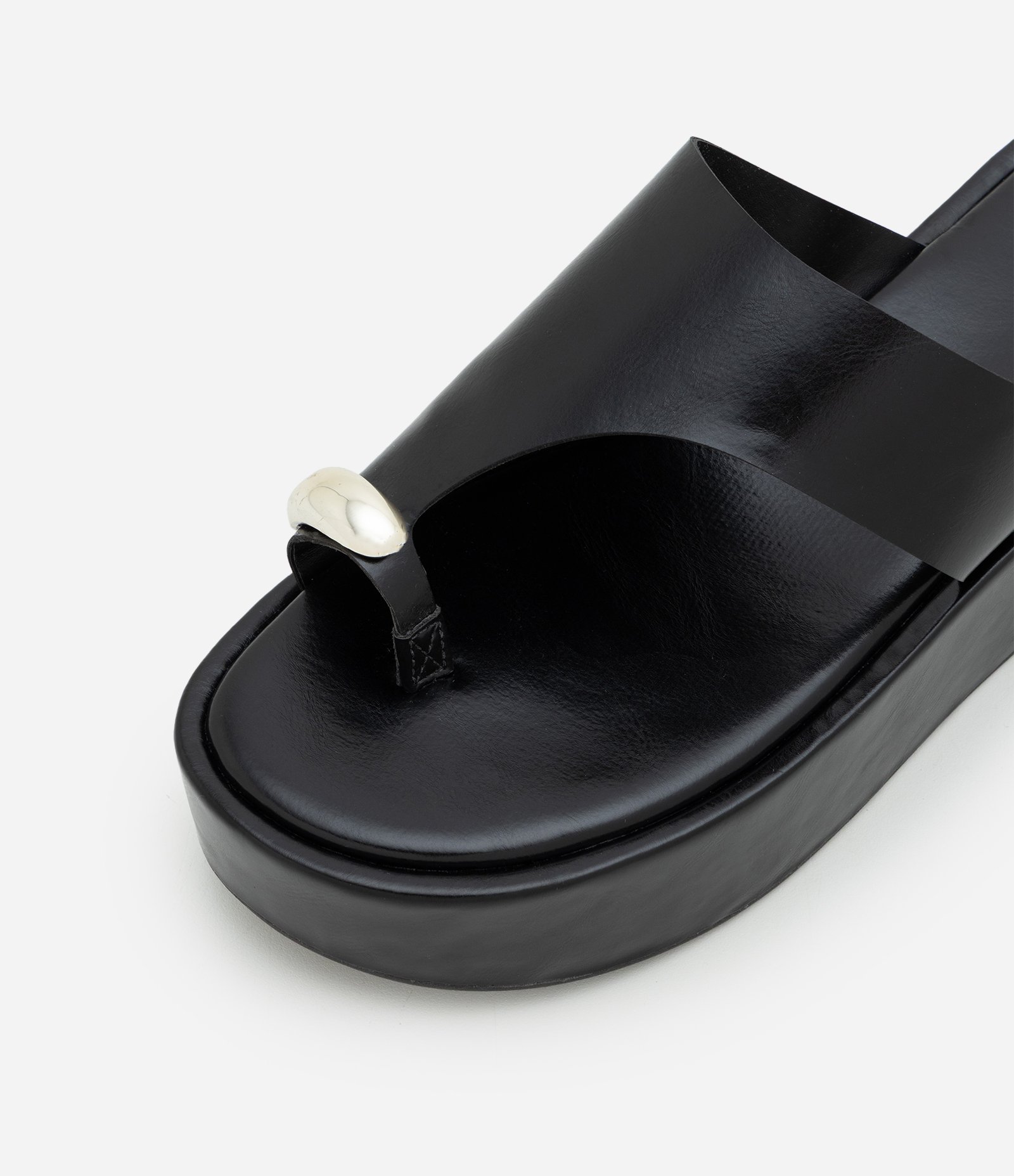 Sandália Flatform em PU com Dedeira Preto 4