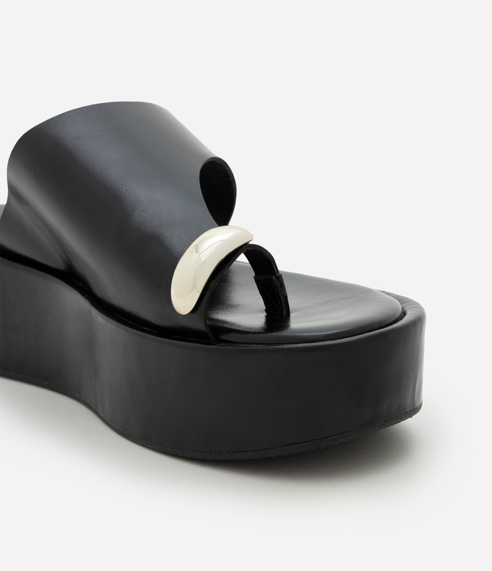 Sandália Flatform em PU com Dedeira Preto 5