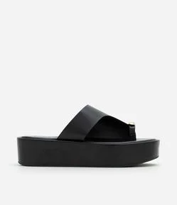 Sandália Flatform em PU com Dedeira