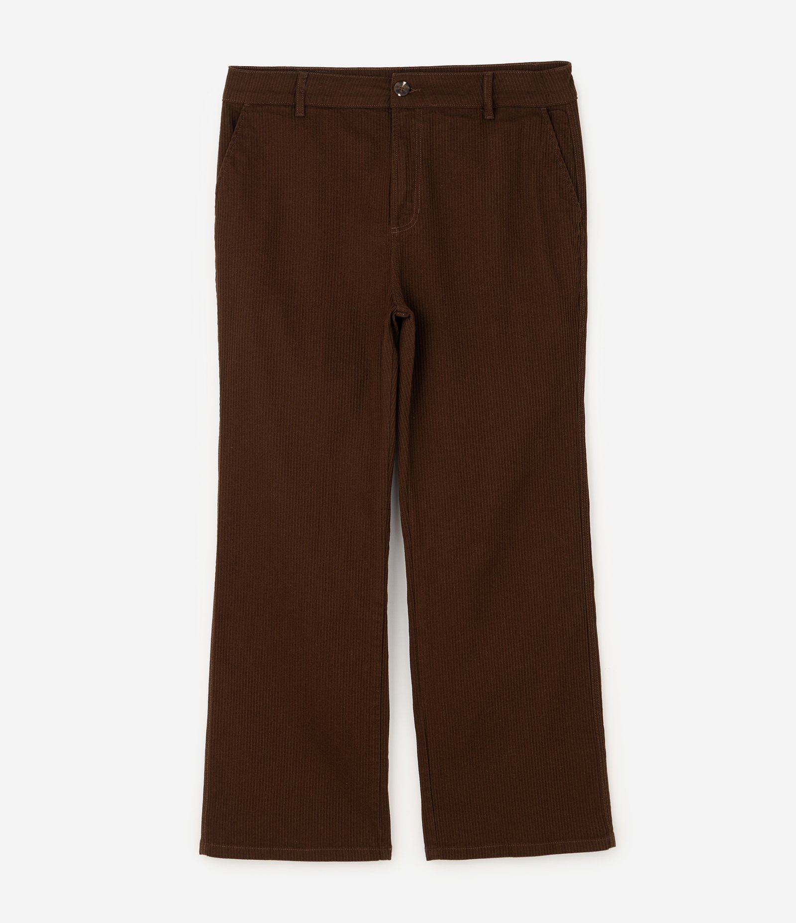 Calça Sarja Cotelê Reta Curve & Plus Size Marrom 6