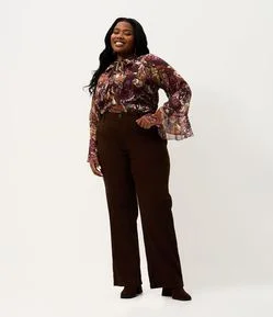 Calça Sarja Cotelê Reta Curve & Plus Size