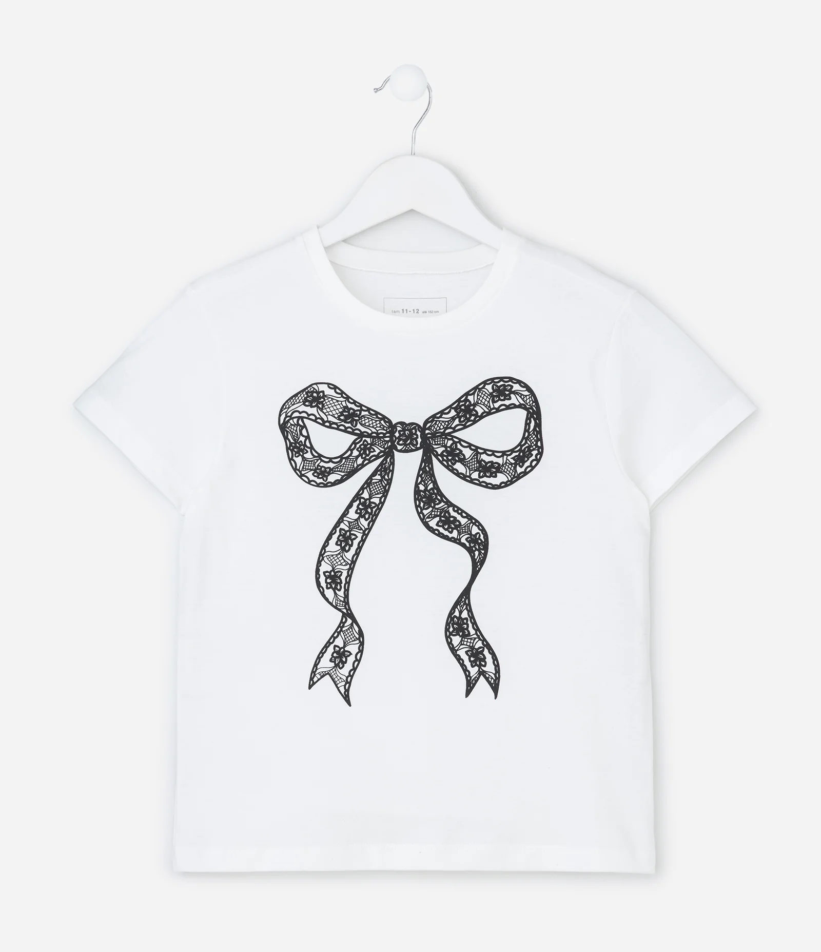 Camiseta Infantil com Estampa de Laço – Tam 5 a 14 Anos Branco 2