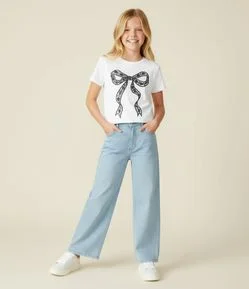 Camiseta Infantil com Estampa de Laço – Tam 5 a 14 Anos